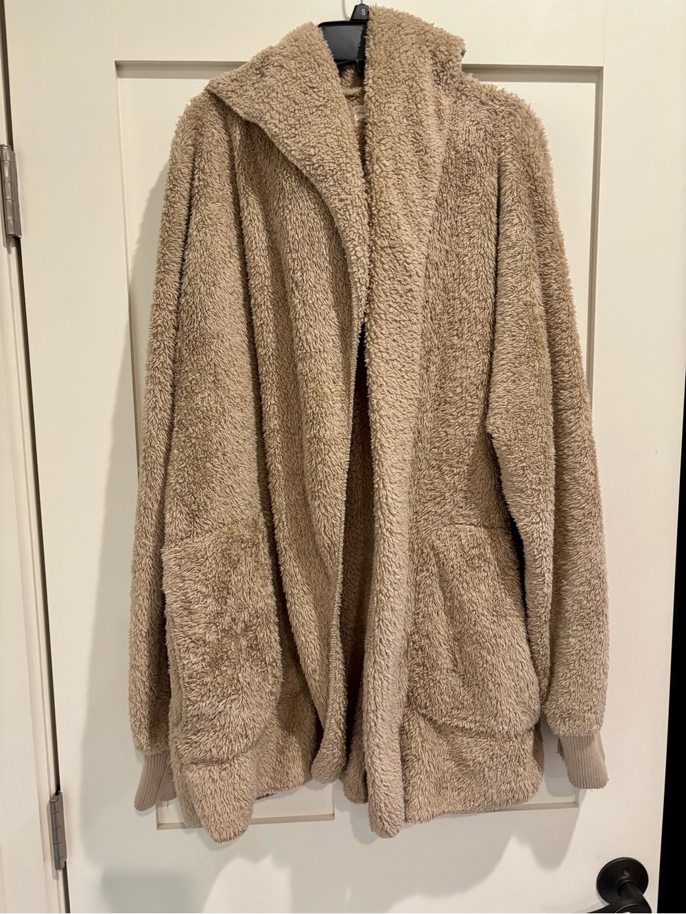 Hem & Thread Plush Hooded Teddy Jacket - Taupe